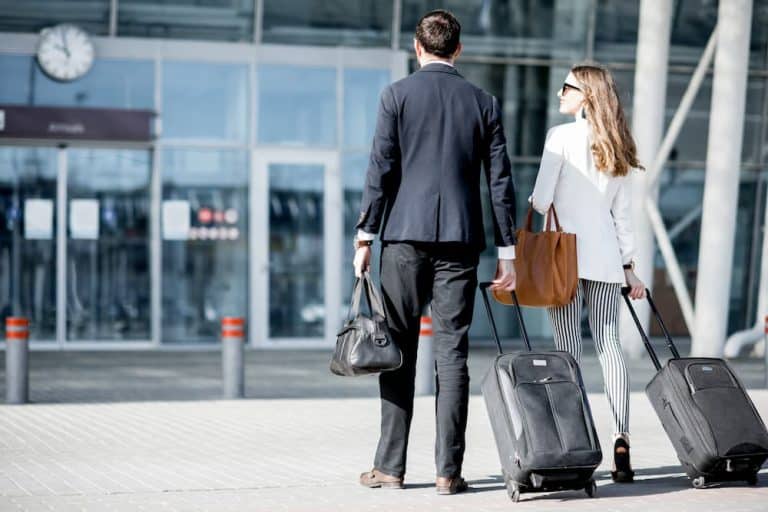 couple walking to the airport