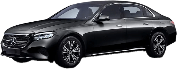 Luxury black Mercedes E-Class sedan with a sleek design, premium comfort, and advanced features for executive and VIP transport.