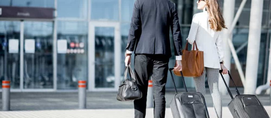 couple walking to the airport